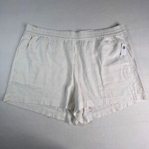Old Navy Womens XXL High-Rise Linen-Blend Shorts White 3.5" Inseam NWT